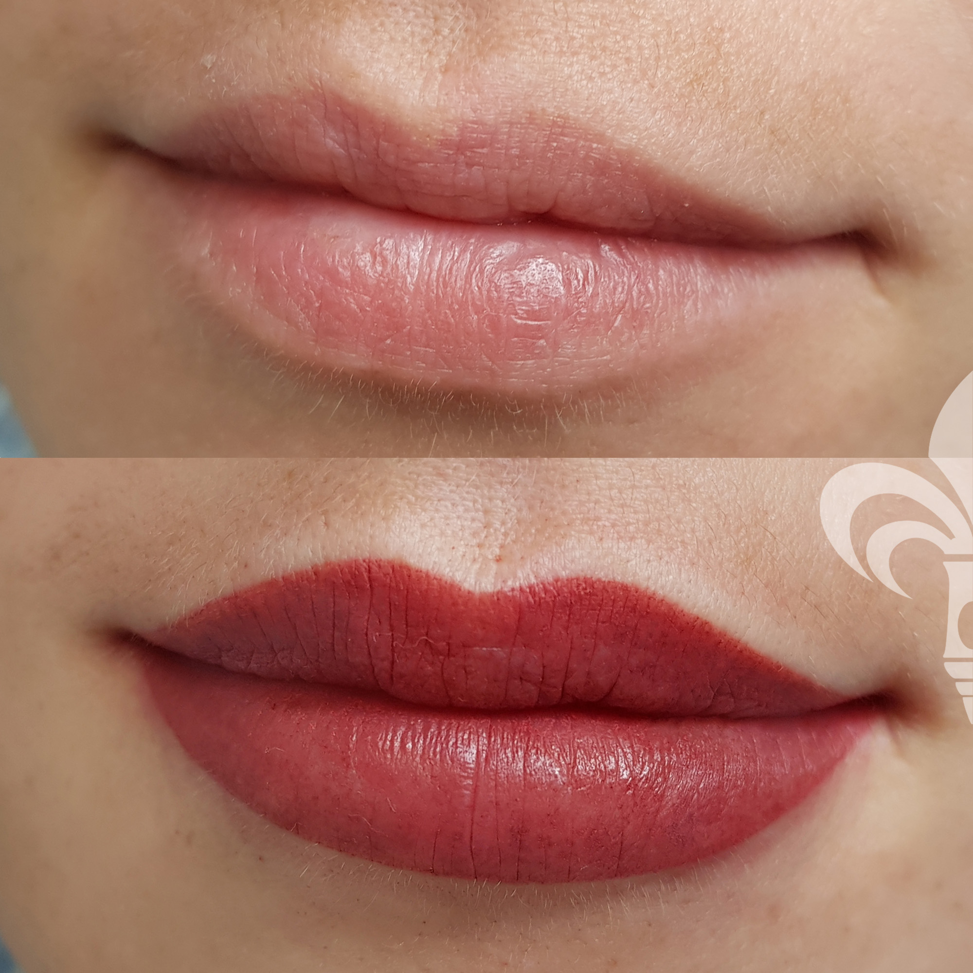 Перманентный макияж губ после месяца